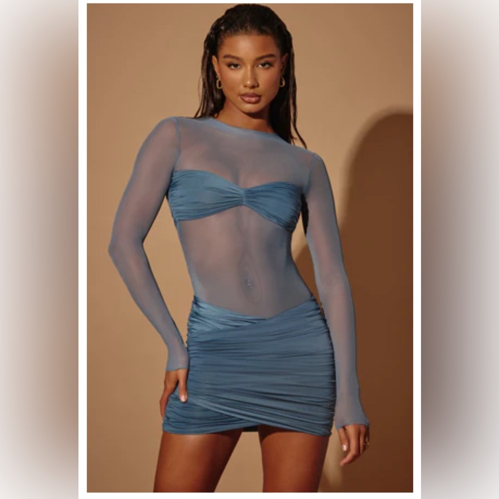 Elegant Sheer Blue Dress
